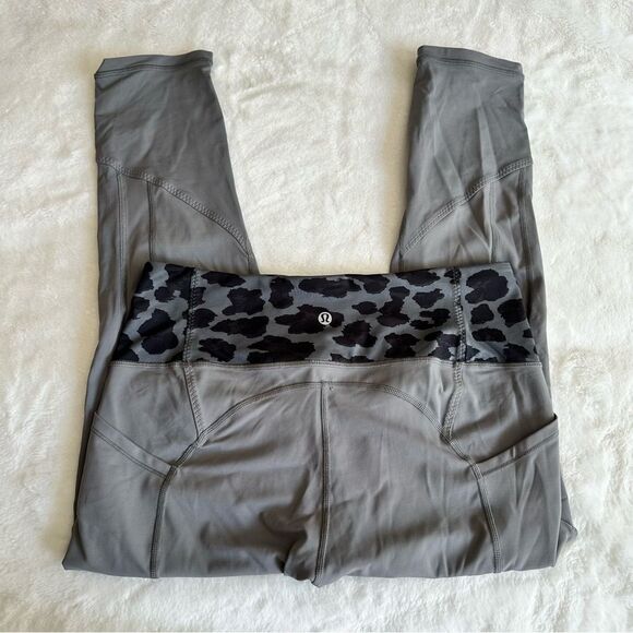 Lululemon All The Right Places Crop Leggings Leopard Size 10 - Picture 1 of 9